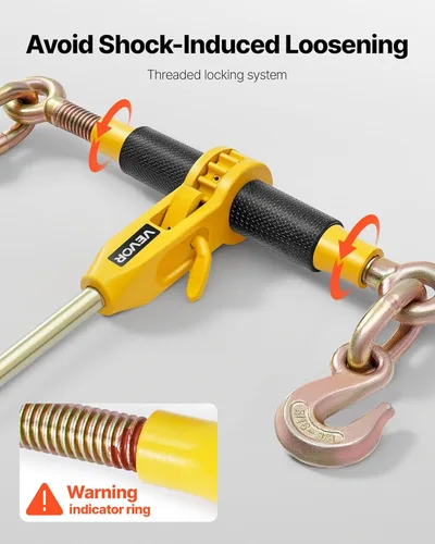 Vista 5 de VEVOR Tensor de cadena de trinquete, cadenas G80 de 5/16 pulgadas x 10 pies, carga de trabajo de 8000 libras de tensor de carga de trinquete, juego