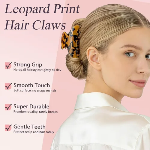 Vista 2 de 2 pinzas para el pelo de 2.75 pulgadas, pinzas de plátano, pasadores de tortuga, celuloide, diseño francés, pasadores de celuloide con estampado