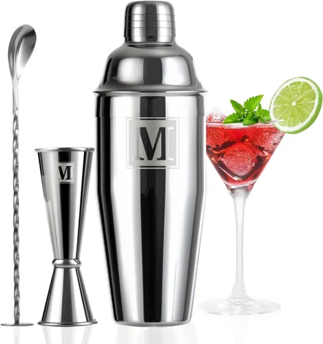 Vista 19 de Set de coctelera de 24 oz con escala mínima de 1/8 oz, Jigger de 1 oz y 2 oz - Set de coctelera Martini con monograma inicial - Set de coctelera