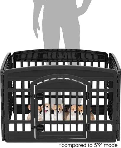 Vista 2 de IRIS USA Corralito para perros de 4 paneles de 24" con puerta, 35 x 35 x 24, corralito para cachorros, corralito para perros de interior, cerca