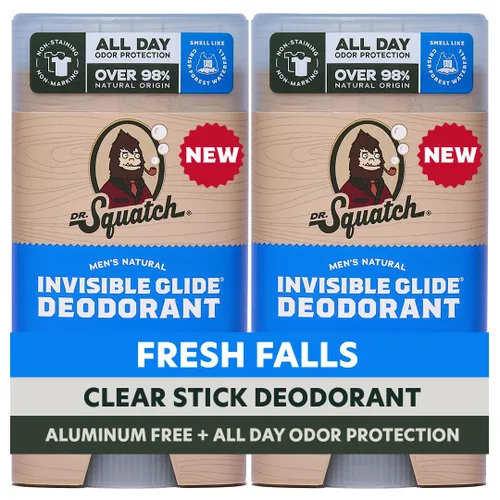 Dr. Squatch Invisible Glide Natural Desodorante para hombre, deslizamiento suave, sin manchas, desodorante sin aluminio para hombres, seguro para