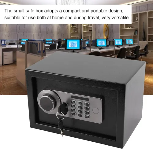Vista 2 de Home Safe Box, Electronic Security Safe Box with Password and Spare Key, Compact Portable for Cash Jewelry Certificates in Home Office Travel