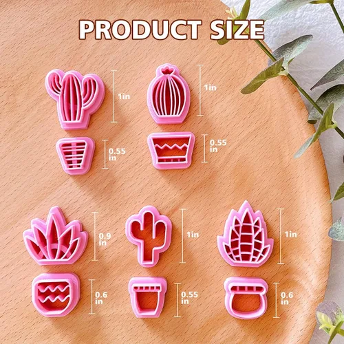 Vista 8 de KEOKER Cortadores de arcilla para joyas de arcilla polimérica, cortadores de arcilla polimérica de cactus para fabricación de joyas, 10 formas