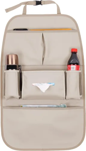 Organizador de asiento trasero de automóvil para niños, bolsa de almacenamiento para asiento trasero de automóvil con 3 bolsillos, 2 soportes para