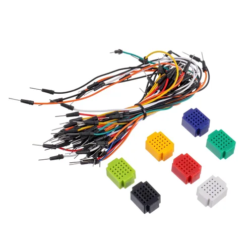 Mini Breaboard de 25 puntos de amarre con cables de puente para bloques de conexión de distribución Proto Shield (7 piezas)
