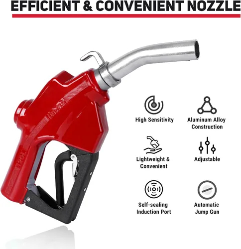 Vista 22 de Boquilla de combustible automática de 1 pulgada NPT de apagado automático roja con junta giratoria de 19/16 pulgadas (diámetro exterior = 30 mm)