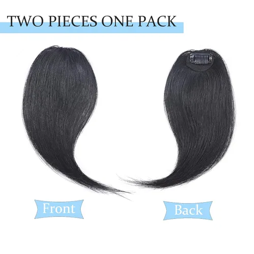 Vista 2 de SEGO Flequillo lateral con clip en cabello humano 100% real de 10 pulgadas, 2 piezas de flecos de onda francesa barrido de aspecto natural, 0.53