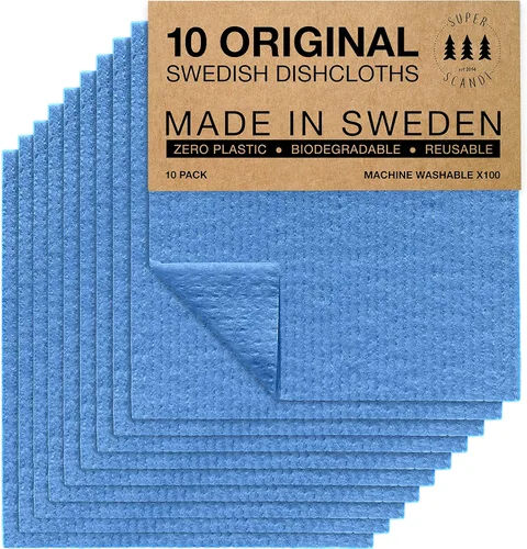 Vista 20 de SUPERSCANDI Paquete de 6 paños de cocina suecos para cocina, 100% biodegradables y compostables, reutilizables, lavables, seguros para alimentos
