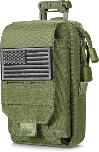 Vista 15 de SOWHUP Bolsa Táctica Molle Pequeña con Funda para Celular, Organizador de Gadgets EDC para Cintura