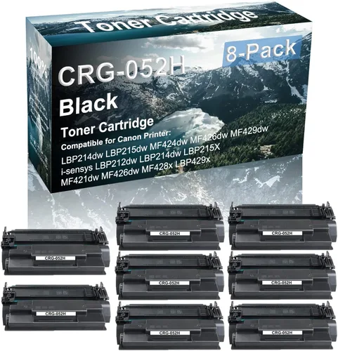 8 Pack (Black) Compatible Canon CRG-052H Laser Printer Cartridge High Capacity use for Canon i-sensys LBP212dw LBP214dw LBP215X MF421dw Printer