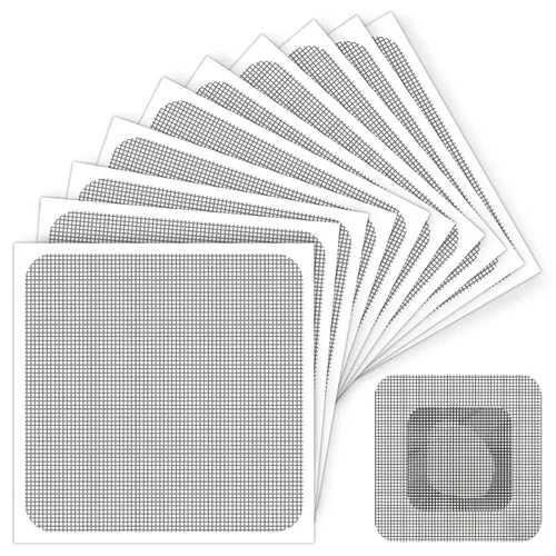 Vista 13 de Matenf - Juego de parches para reparación de mosquitero, 10 parches, 10.2*4.8 cm & 4.8*4.8 cm, Negro, cinta de malla de mosquitero de 3 capas