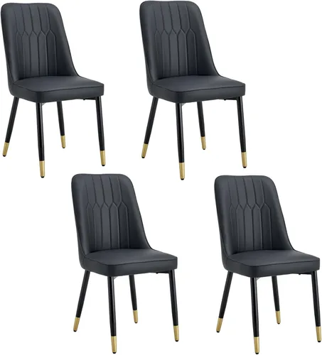 Vista 24 de Juego de 2 sillas de comedor para sala de estar, cocina, dormitorio, Sillas De Comedor para Comedor, cómodas y modernas, de piel sintética, patas