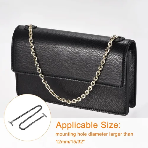 Vista 6 de uxcell Correa de cadena plana de hierro, cadenas de bolso de 35 pulgadas, accesorios para monedero, correas de cadena con cierres de palanca