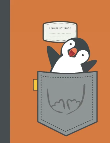 Penguin Notebook Cute Orange Composition Notebook for Kids Back To School Fun Wide Ruled with Multiplication Tables on Back