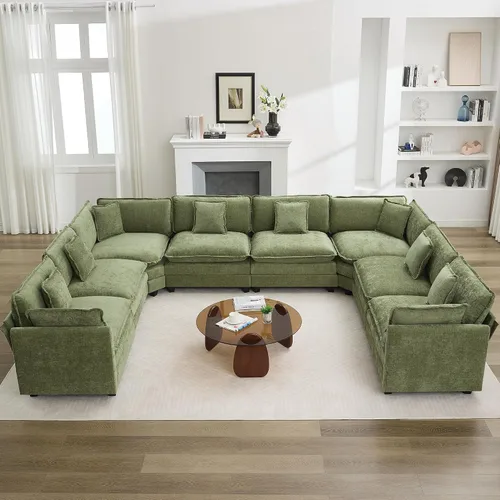 Vista 53 de Sofá modular en forma de nube de 113 pulgadas, sofás de asiento profundo de gran tamaño para sala de estar, sofá modular tapizado de chenilla