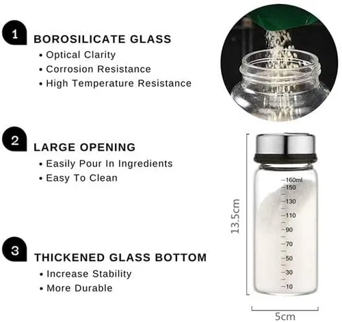 Vista 5 de ZETA - Salero y pimentero con tapa ajustable, tapa de acero inoxidable, cuerpo de cristal