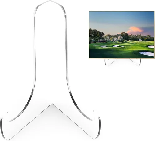 Vista 14 de Boloyo Soporte de exhibición de placa acrílica en ángulo de 60 grados, 2 piezas de acrílico transparente de 3 pulgadas, base de caballete