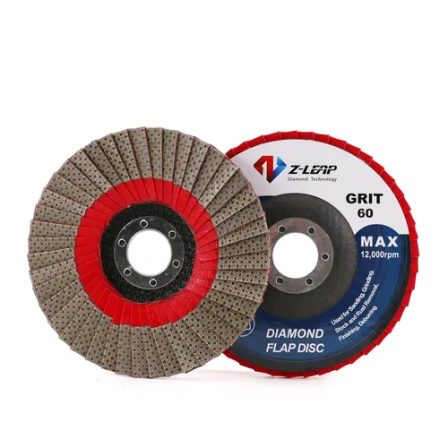 Vista 10 de Disco abrasivo de lijado de aleta de diamante de grano 200 de 5 pulgadas/4.921 in para amoladora angular, almohadillas de diamante con eje de 7/8