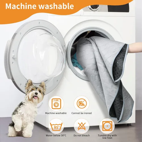 Vista 3 de Almohadilla lavable para orina para perros, paquete de 2 almohadillas reutilizables de 18 x 24 pulgadas para cachorros, almohadillas absorbentes a