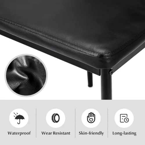 Vista 8 de NAFORT Juego de mesa de comedor para 4, mesa rectangular de vidrio templado de 48.5 pulgadas con 4 sillas de comedor de piel sintética negra, mesas