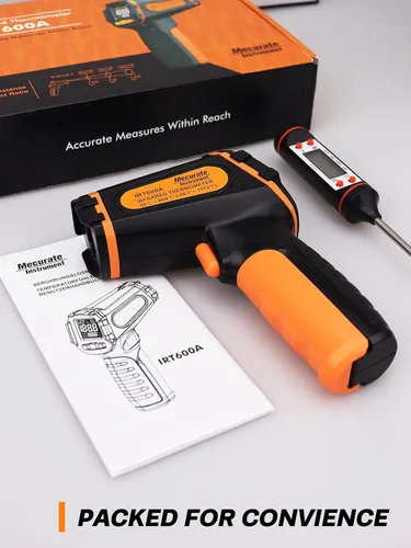 Vista 7 de Mecurate Pistola de termómetro infrarrojo de -58 °F a 1112 °F, pistola de temperatura láser con emisividad ajustable, máximo/min/retención
