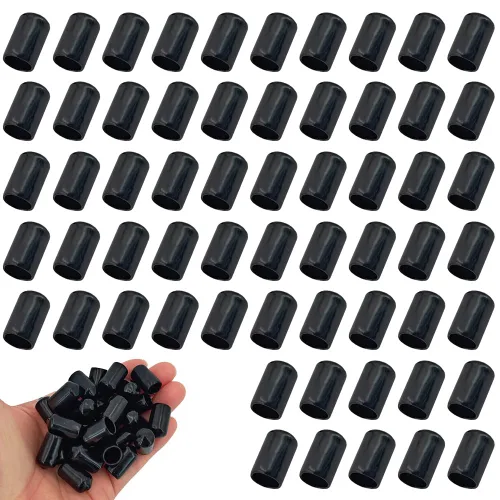 Vista 15 de 12 piezas de tapas de extremo de goma redondas negras 1-1/4 pulg (32 mm) ID, cubiertas flexibles de vinilo, grandes protectores de tornillo, puntas