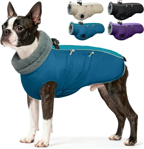 Vista 21 de IDOMIK Abrigo cálido para perros con arnés, chaquetas reflectantes impermeables para perros pequeños, medianos y grandes, chaqueta de invierno