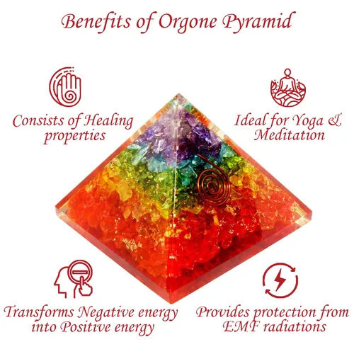 Vista 4 de Orgone Pyramid of Success, 7 Chakra Orgonite Pyramid is Healing Crystals for Meditation & Anti-Stress and Orgonite Pyramid help in Healing Meditation