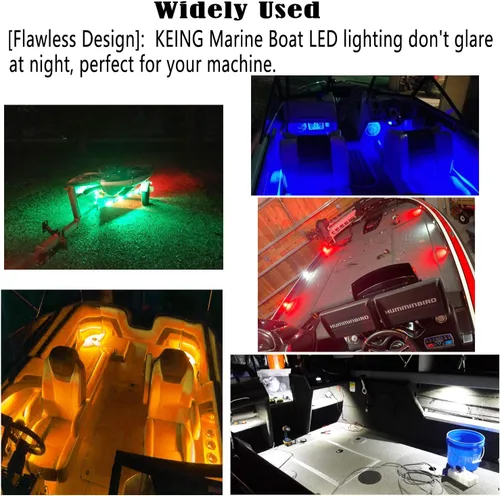 Vista 7 de Luces LED para barco marino impermeables (5 rojas + 5 verdes), luces de cortesía submarinas y de cubierta, 12V para yate, barco, pesca, pontón