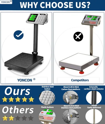 Vista 2 de Báscula de plataforma industrial digital para paquetes, báscula de envío de peso de 661 libras, báscula comercial de súper precisión de 0.1 libras