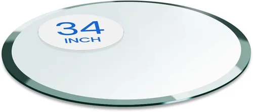 Vista 22 de Dulles Glass Mesa redonda de cristal de 26 pulgadas, templada, superficie de vidrio de 3/8 pulgadas de grosor, borde de lápiz seguro, multiusos