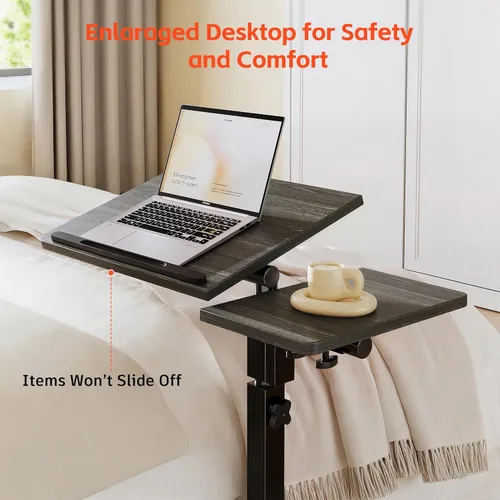 Vista 5 de Furist - Mesa para colocar sobre la cama con ruedas, de altura ajustable, escritorio móvil para computadora portátil con posición de pie, rodante