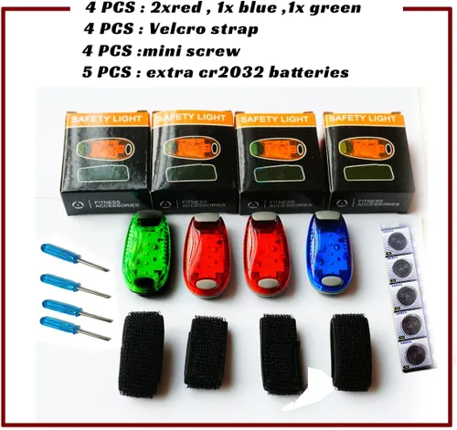 Vista 3 de Luz trasera de bicicleta, luz LED de seguridad (paquete de 4) luz trasera de bicicleta LED Luces estroboscópicas con clip para corredores, perros