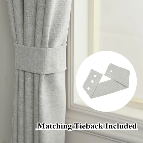 Vista 4 de Fcosie Cortinas de oscurecimiento de habitación para dormitorio, 2 paneles, cortinas de cortina con ojales, cortinas de ventana con reducción
