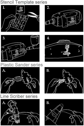 Vista 5 de Kit de herramientas de artesanía modelo Hobby para construcción de modelos, acero inoxidable, fabricante de agujeros, modelador, escrito línea