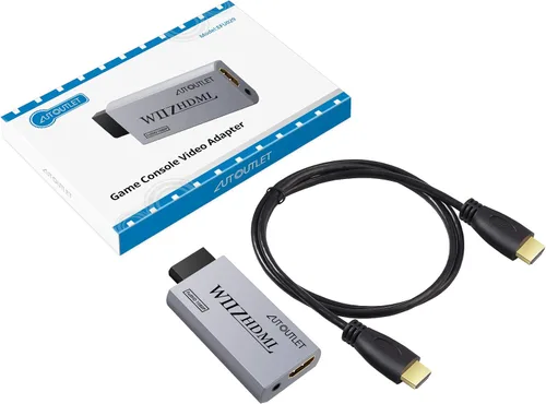 Vista 7 de AUTOUTLET Wii to Hdmi Converter Output Video Audio Adapter, with 1M HDMI Cable Wii2HDMI 3.5mm Audio Video Output Supports 7201080P All Wii Display