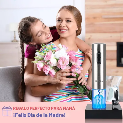 Vista 8 de Destapador de vinos eléctrico de acero inoxidable Secura con cortador de cápsula de aluminio, Acero inoxidable