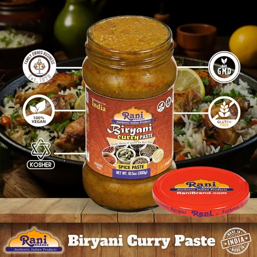 Vista 4 de Pasta de curry Rani Biryani Masala (pasta de especias de cocina para platos de arroz indio, pullao/pilau) tarro de vidrio de 10.5 onzas (10.58 oz) ~