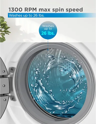Vista 5 de BLACK+DECKER Lavadora de carga frontal, lavadora compacta de 2.7 pies cúbicos con pantalla LED y 16 ciclos