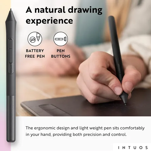 Vista 4 de Wacom Intuos Medium - Tableta gráfica de dibujo Bluetooth, portátil para profesores, estudiantes y creadores, 4 ExpressKeys personalizables