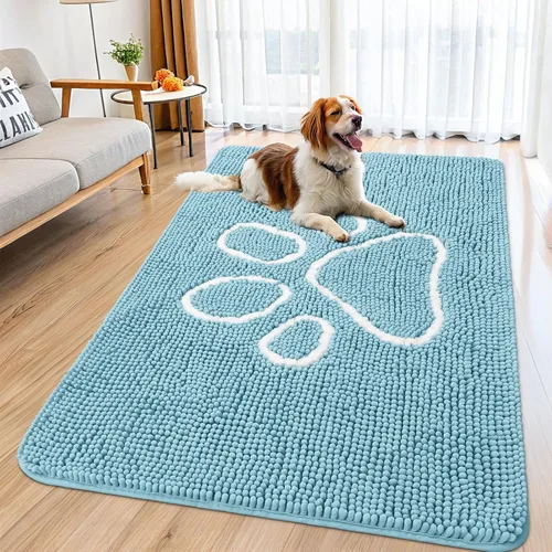 Vista 35 de Smiry Tapete para puerta de perro para patas fangosas, absorbente que atrapa la suciedad, antideslizante, de secado rápido, lavable, tapete