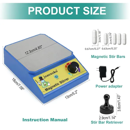 Vista 2 de Magnetic Stirrer with 4 Stir Bars, Stir Plate with Stir Bar Retriever,3000ml Max Capacity No Heating 100-3000RPM, Portable Mixer for Yeast