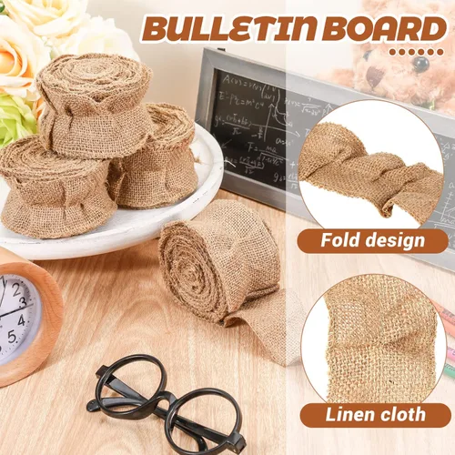 Vista 3 de Teling 39 pies, 4 calcomanías de arpillera con borde festoneado, bordes de anuncios, borde de tablón de anuncios, decoración de aula, decoración