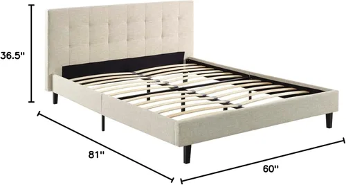 Vista 67 de Modway Linnea - Cama tapizada de plataforma blanca con soporte de listones de madera