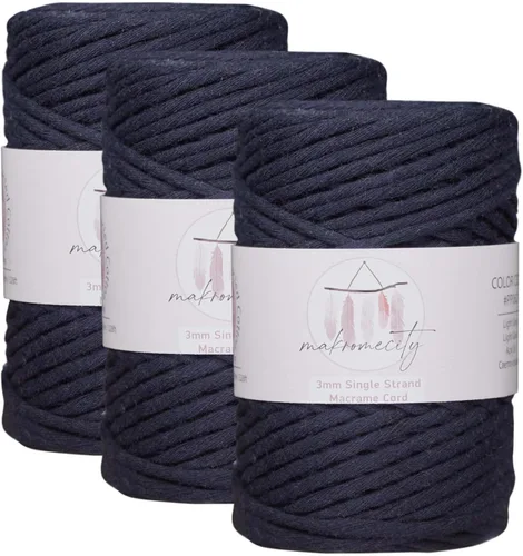 Vista 87 de Makromecity, Cordón de macramé de un solo hilo de 3 mm x 100 yardas (300 pies) de 3 mm de cordón de algodón azul bebé para arte y manualidades