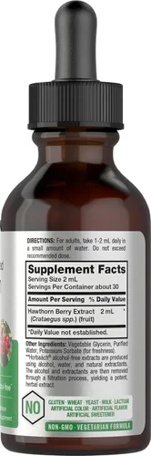 Vista 2 de Horbäach Extracto de bayas de espino 2 onzas líquidas Tintura líquida sin alcohol Suplemento vegetariano, sin OMG, sin gluten