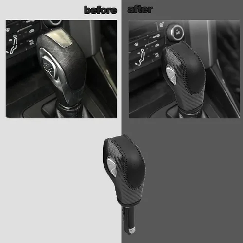 Vista 5 de Cubierta de Cuero para Palanca de Cambios de Auto para Ford EcoSport Escape/Fusion/C-Max Energi Wagon/Fiesta/Focus/Transit Accesorios