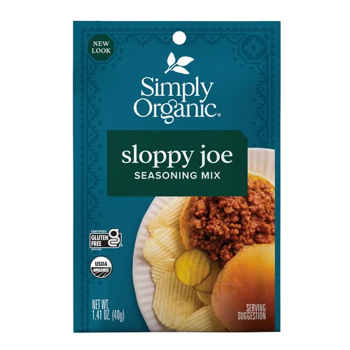 Simply Organic Sloppy Joe - Mezcla de condimentos, paquete de 1.41 onzas, picante y robusto, Kosher, sin ingredientes artificiales (paquete de 12)