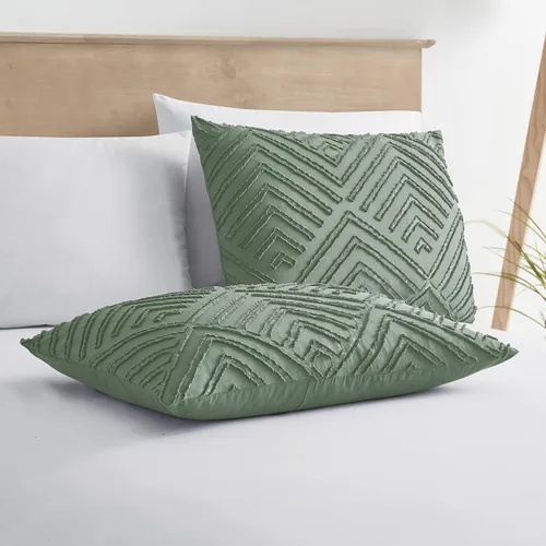 Vista 4 de Nestl Funda de edredón bohemia tamaño King Juego de funda de edredón bohemio tamaño King, funda de edredón de 3 piezas de color verde copetudo