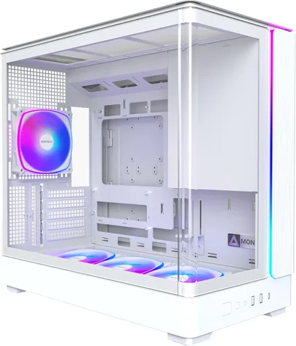 Vista 18 de Chasis para PC Montech King 15 Micro-ATX, vidrio panorámico curvo, enfriamiento de flujo de aire tipo chimenea, diseño de cámara dual, soporte